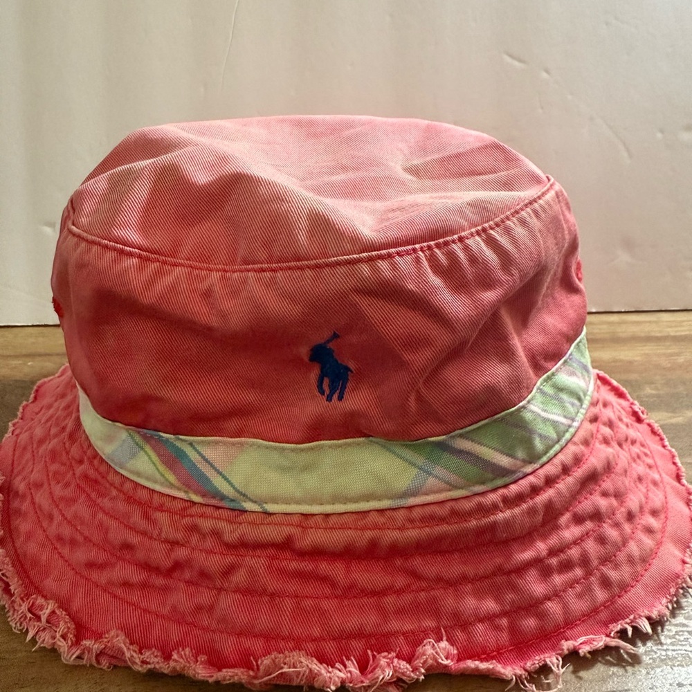 Polo by Ralph Lauren Adult L/XL Pink and plaid Distressed Bucket Hat